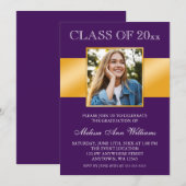 Classy Lila Gold Foto Abschluss Ankündigung (Vorne/Hinten)