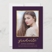 Classy Lila Gold Foto Abschluss Ankündigung (Vorderseite)