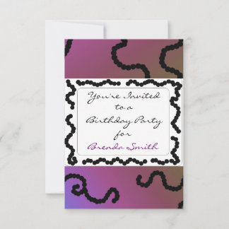 Classy Lila und schwarz beaded Geburtstag Einladun Einladung