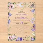 Classy Lilac Lavender Wildblumen Elegante Hochzeit Acryleinladungen (Vorderseite)