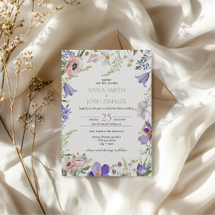 Classy Lilac Lavender Wildblumen Elegante Hochzeit Einladung