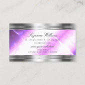 Classy Lilac Silver Shimmer Borders ausgefeilt Visitenkarte (Rückseite)