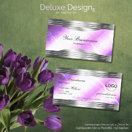 Classy Lilac Silver Shimmer Grenzen mit Logo Chic Visitenkarte