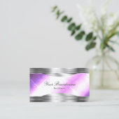 Classy Lilac Silver Shimmer Grenzen mit Logo Chic Visitenkarte (Stehend Vorderseite)