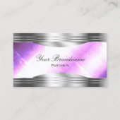 Classy Lilac Silver Shimmer Grenzen mit QR Code Visitenkarte (Vorderseite)