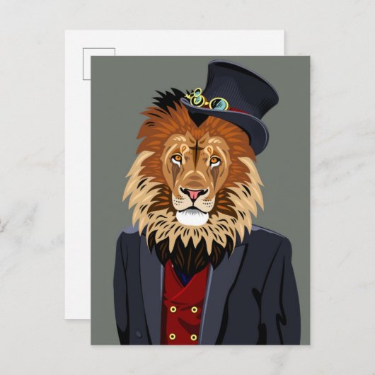 Classy Lion Postkarte (Vorne/Hinten)