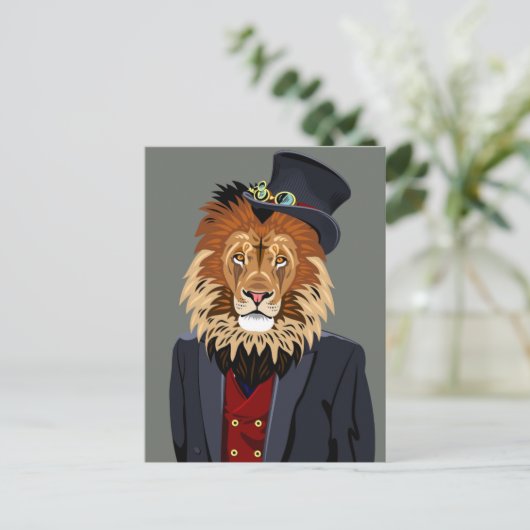 Classy Lion Postkarte (Stehend Vorderseite)