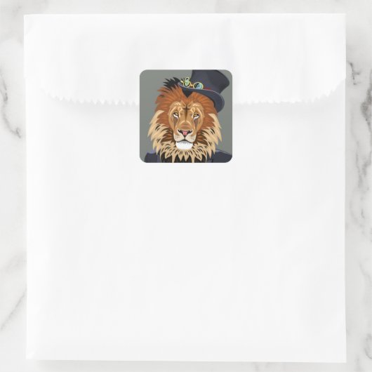 Classy Lion Quadratischer Aufkleber (Tasche)