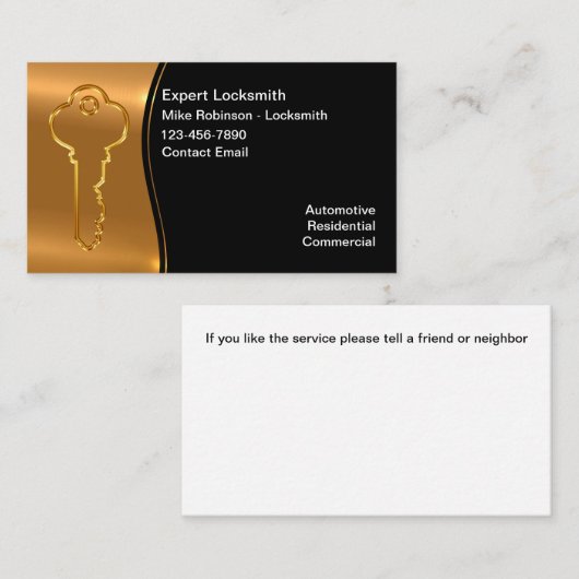 Classy Locksmith Business Card Design Visitenkarte (Vorne/Hinten)