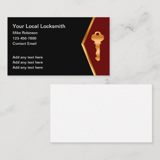 Classy Locksmith Business Cards House Key Visitenkarte (Vorne/Hinten)