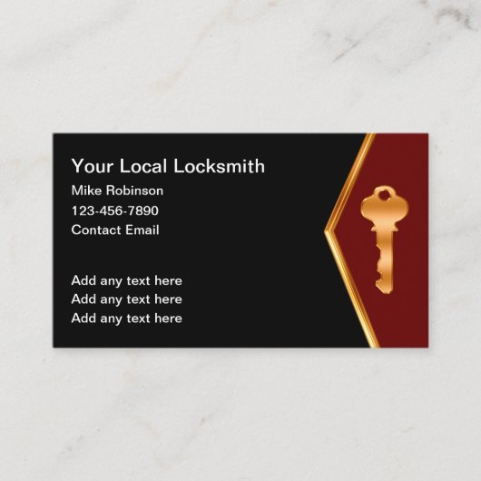 Classy Locksmith Business Cards House Key Visitenkarte (Vorderseite)