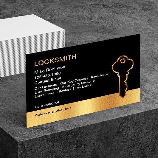 Classy Locksmith Gold House Key Business Cards Visitenkarte