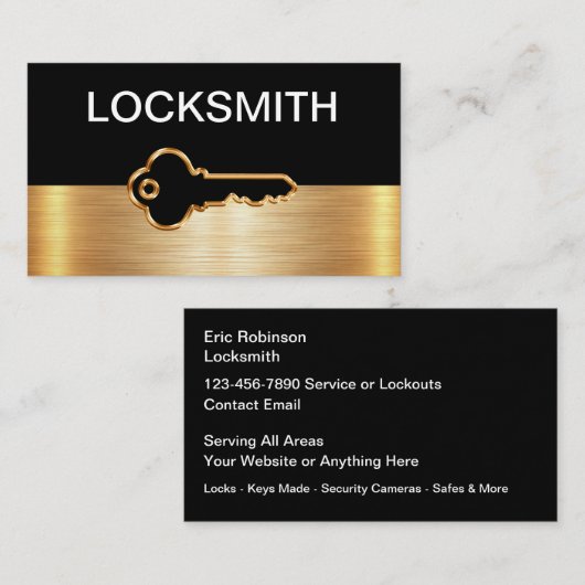Classy Locksmith Security Business Cards Visitenkarte (Vorne/Hinten)