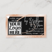 Classy Logo Foto Stilvolle Peach Frame Herz Luxe Visitenkarte (Rückseite)