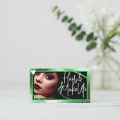 Classy Logo Foto Stilvolles Green Frame Heart Luxe Visitenkarte (Stehend Vorderseite)