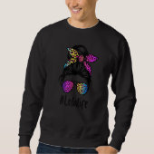 Classy Lola life Messy Bun Rainbow Leopard Mother' Sweatshirt (Vorderseite)