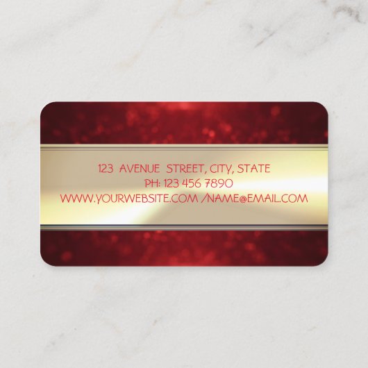 Classy Luxury Elegant , Glitzer Lashes, Red Bokeh Visitenkarte (Rückseite)