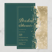Classy luxury green gold glitter Bridal Shower Einladung (Vorne/Hinten)