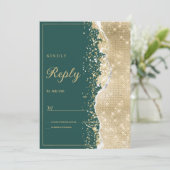 Classy luxury green gold glitter RSVP Einladung (Stehend Vorderseite)