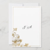 Classy luxury white and gold floral RSVP Einladung (Rückseite)