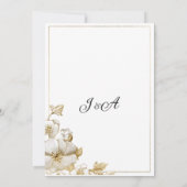 Classy luxury white and gold floral Save the Date Einladung (Rückseite)