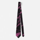 Classy Magenta Pink Black Marble Muster Krawatte (Vorderseite)