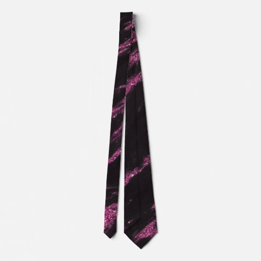 Classy Magenta Pink Black Marble Muster Krawatte (Rückseite)
