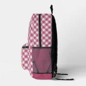 Classy Magenta Red Pink Gingham Karo Pattern Bedruckter Rucksack (Rechts)