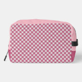 Classy Magenta Red Pink Gingham Karo Pattern Waschbeutel (Rückseite)