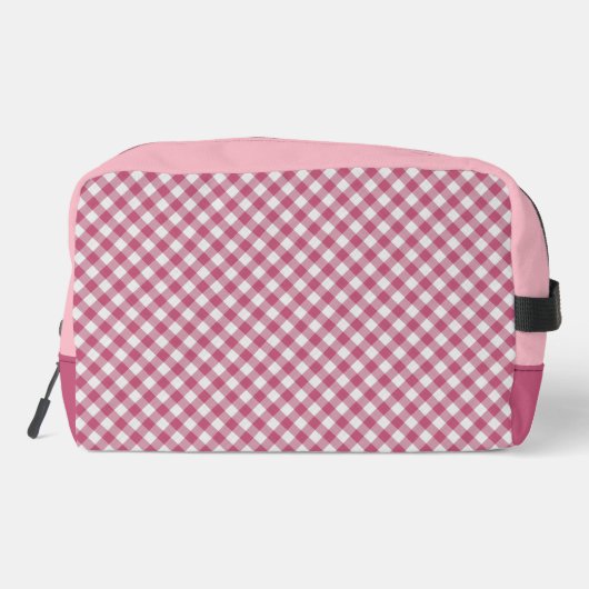 Classy Magenta Red Pink Gingham Karo Pattern Waschbeutel (Rückseite)