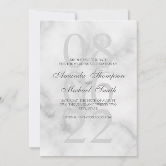 Classy Marble Elegant Wedding Save the Date (Vorderseite)