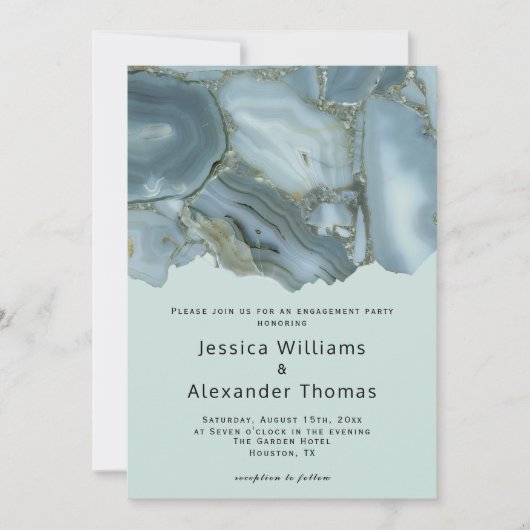 Classy Marble Engagement Partei Einladung (Vorderseite)