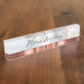 Classy Marble Gold Tone Monogram Desk Namplate Namensplakette (Seite)