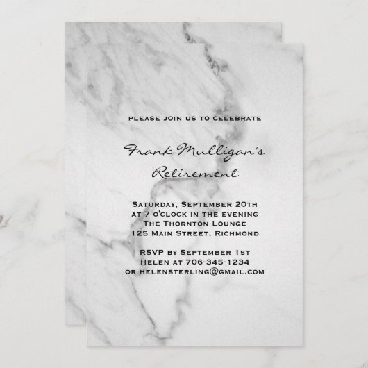 Classy Marble Rentirement Party Einladung (Vorne/Hinten)