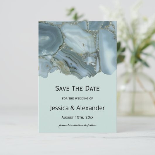 Classy Marble Save the Date Hochzeit (Stehend Vorderseite)