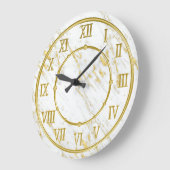 Classy Marble Stone And Gold Look Große Wanduhr (Winkel)