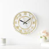 Classy Marble Stone And Gold Look Große Wanduhr (Zuhause)