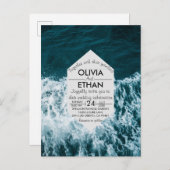 Classy Marinebadestrand - Einladung Postkarte (Vorne/Hinten)