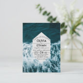 Classy Marinebadestrand - Einladung Postkarte (Stehend Vorderseite)