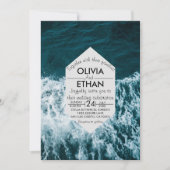 Classy Marinebadestrand Hochzeit Einladung (Vorderseite)