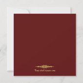 Classy Maroon Red Gold Rahmen Hochzeitseinladung Einladung (Rückseite)