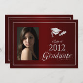 Classy Maroon & Silver 2012 Graduate Foto Einladun Einladung (Vorne/Hinten)