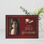 Classy Maroon und Gold 2012 Graduate Foto Einladun Einladung (Stehend Vorderseite)