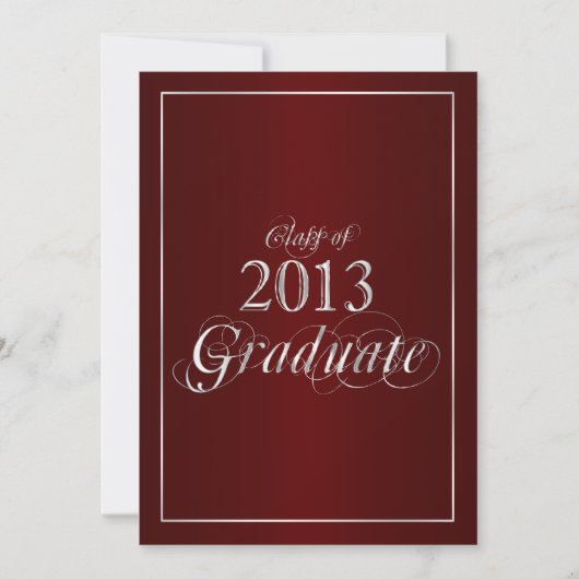 Classy Maroon und Silver 2013 Graduate Invitation Einladung (Vorderseite)