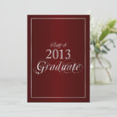 Classy Maroon und Silver 2013 Graduate Invitation Einladung (Stehend Vorderseite)