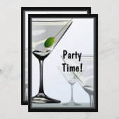 Classy Martini Cocktails Party Einladung (Vorne/Hinten)