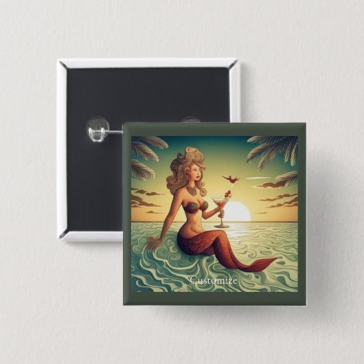Classy Martini Mermaid Thunder_Cove Button (Vorne & Hinten)