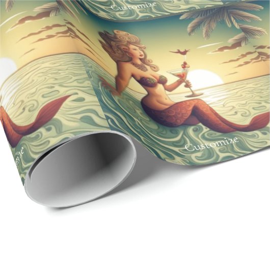 Classy Martini Mermaid Thunder_Cove Geschenkpapier (Rolleneckpunkt)