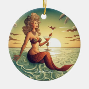 Classy Martini Mermaid Thunder_Cove Keramik Ornament
