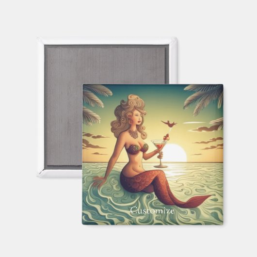 Classy Martini Mermaid Thunder_Cove Magnet (Vorderseite/Rückseite)